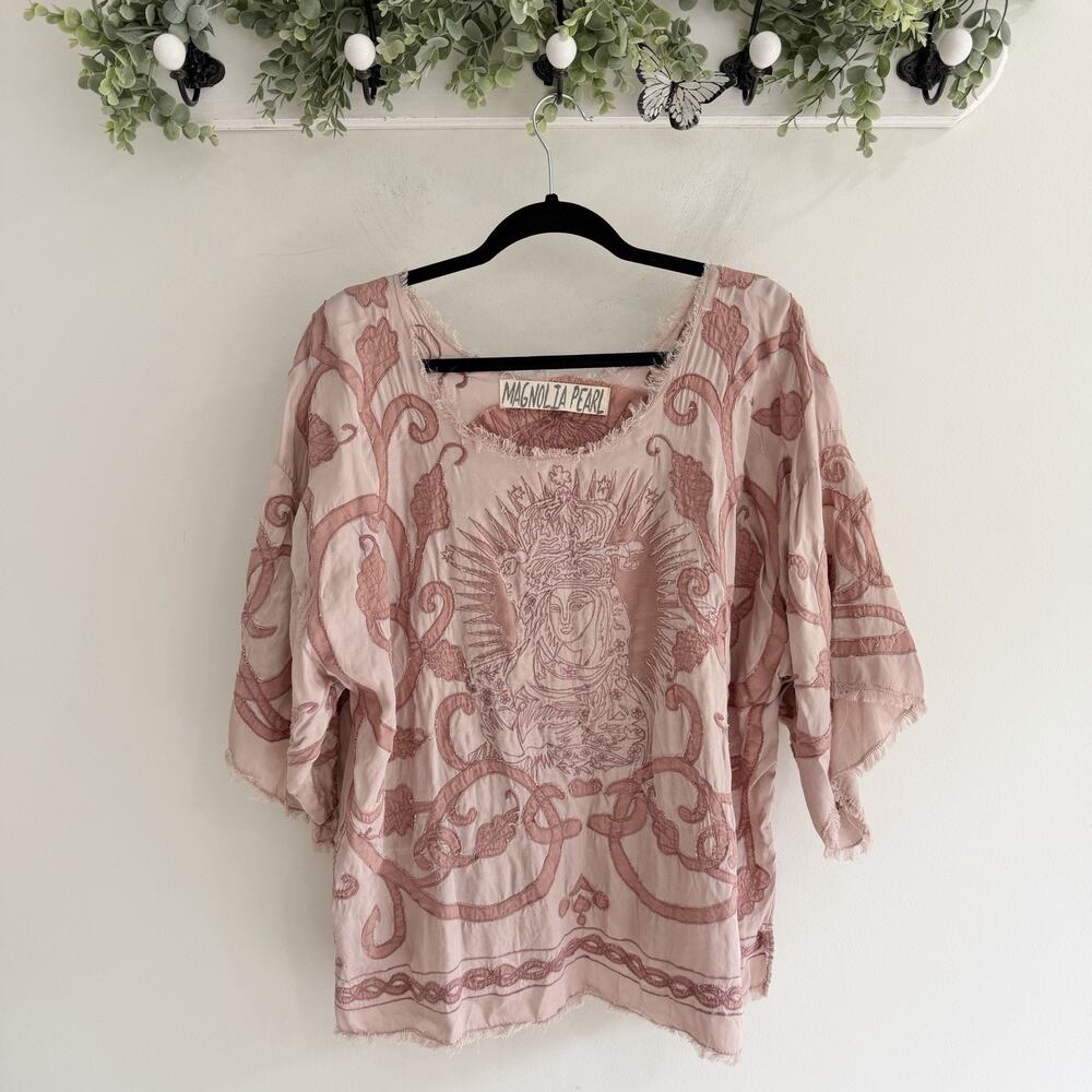Magnolia Pearl Mary Matilda Pink Embroidered Top LH